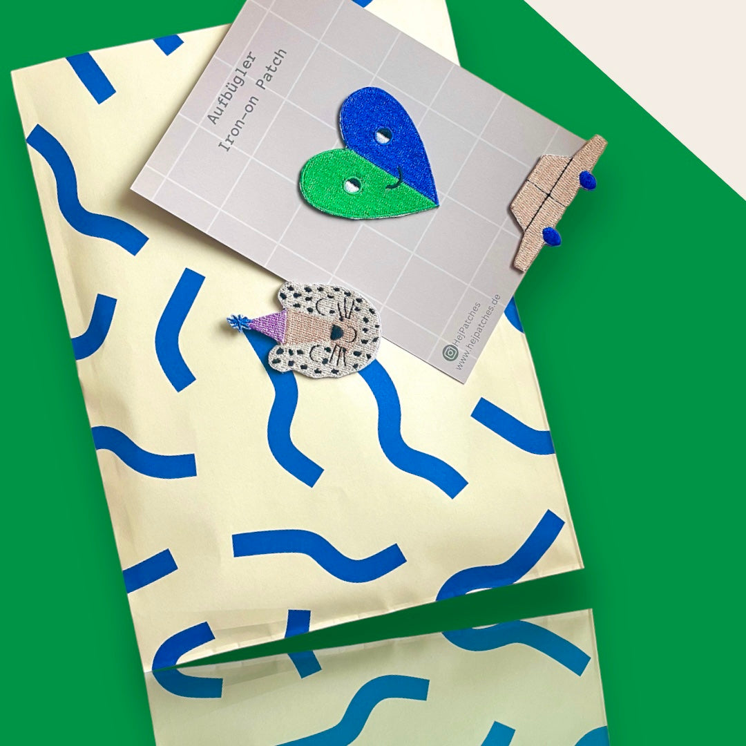 Patch heart green/blue